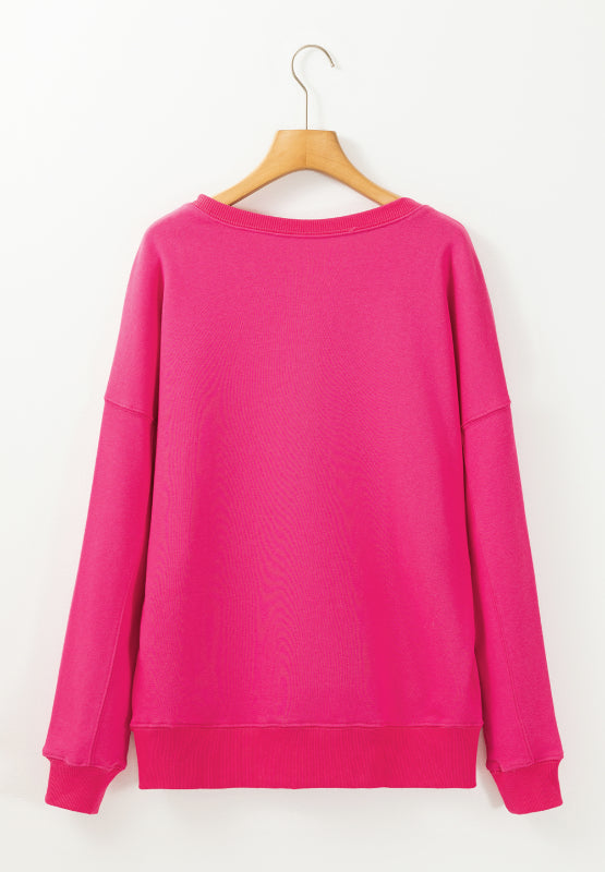 Solid Color Round Neck Long Sleeve Sweatshirt 