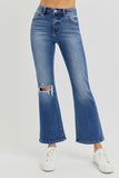 RISEN Full Size Distressed High Rise Crop Flare Jeans 