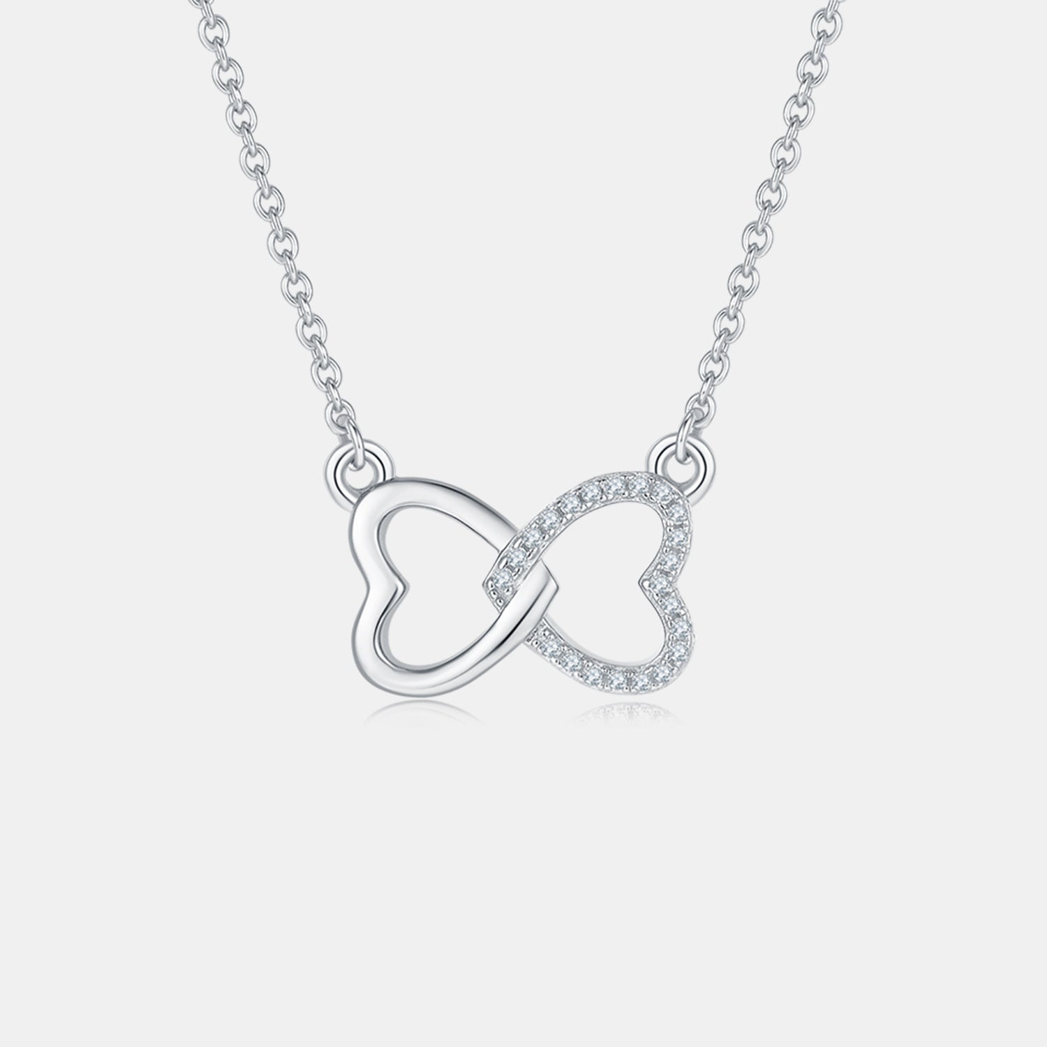Moissanite 925 Sterling Silver Heart Bow Necklace 