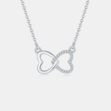 Moissanite 925 Sterling Silver Heart Bow Necklace 