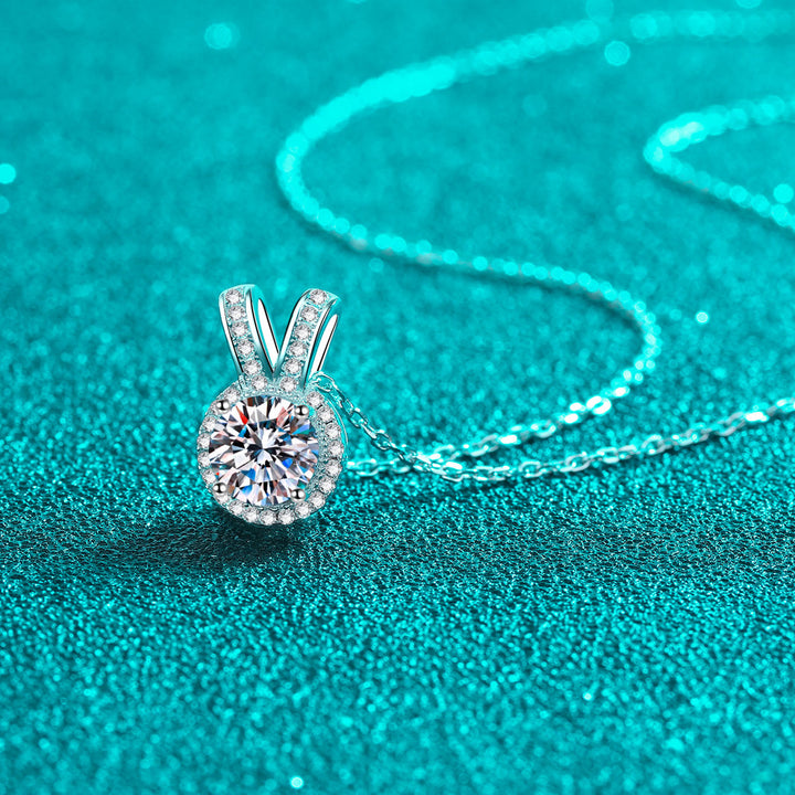 1 Carat Moissanite Rabbit Ears Shape Pendant Necklace 