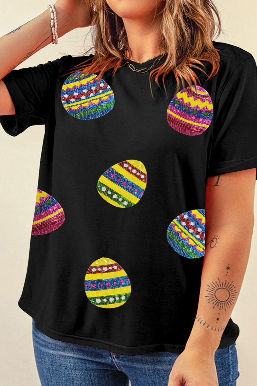 Plus Size Easter Round Neck Short Sleeve T-Shirt 