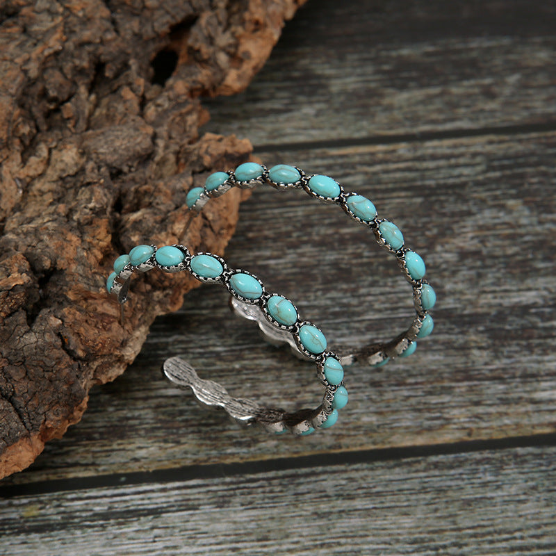 Artificial Turquoise C-Hoop Earrings 
