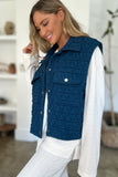 Double Take Full Size Pocketed Texture Snap Down Vest Coat 