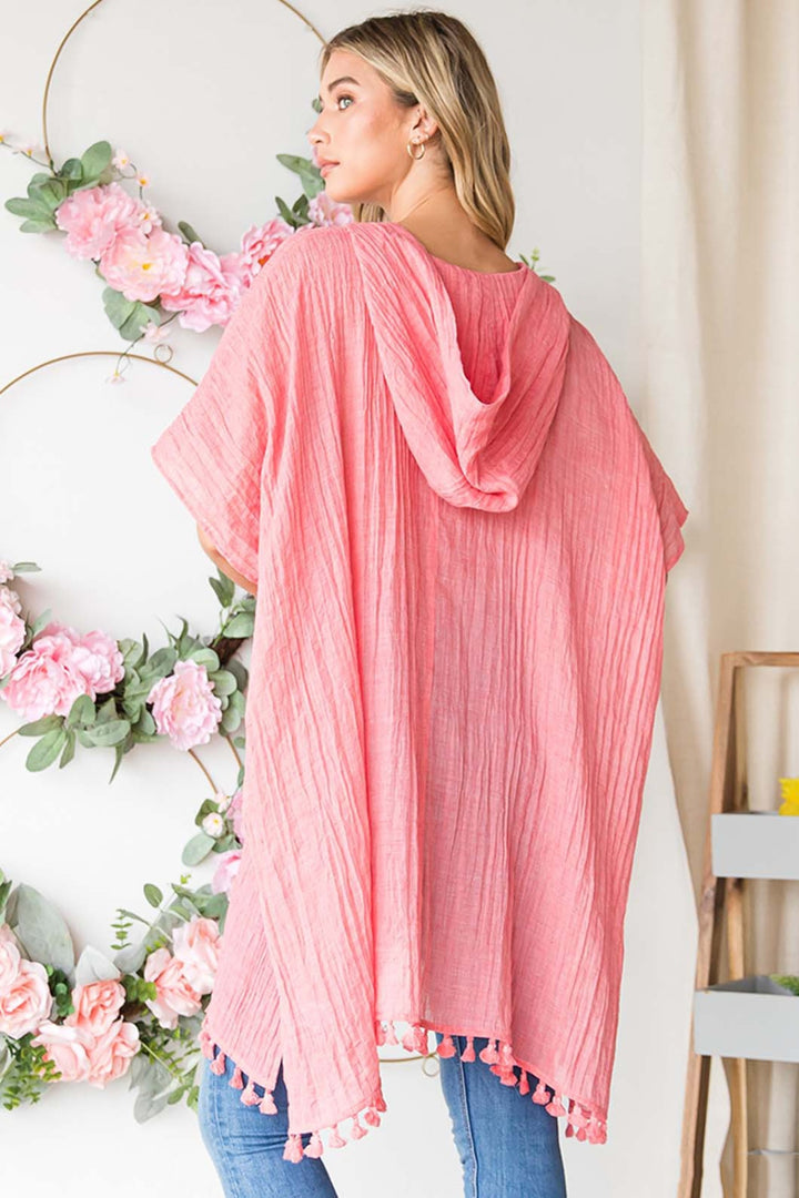 Cotton Bleu by Nu Label Tassel Hem Hooded Cover Up 