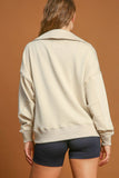 Umgee Johnny Collar Dropped Shoulder Sweatshirt 