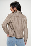 Coalition LA Button Down Cargo Vegan Leather Shacket 