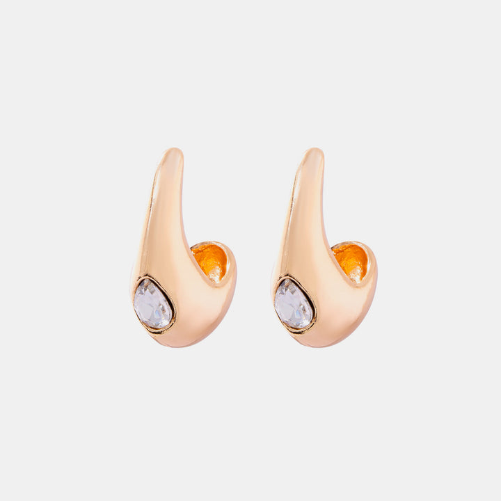 Alloy Rhinestone C-Hoop Earrings 