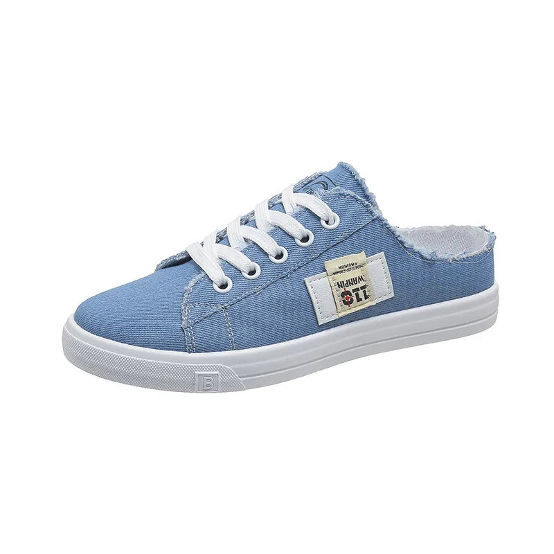 Frayed Hem Lace Up Canvas Sneakers 