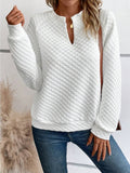 Notched Long Sleeve Sweatshirt 