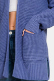 Zenana Waffle Open Front Sweater Cardigan 