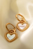 Inlaid Shell Heart Drop Earrings 