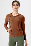 Drawstring Zip Up Hooded Active Outerwear 