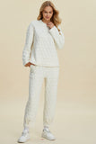 Double Take Full Size Texture Round Neck Long Sleeve Top and Pants Set 