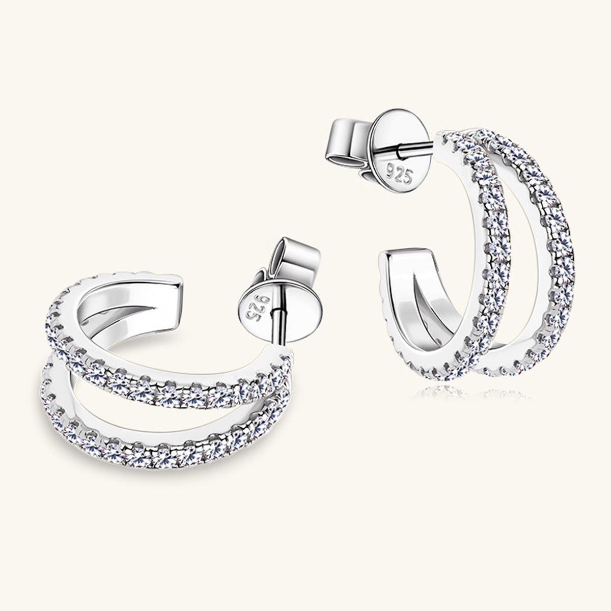 Moissanite 925 Sterling Silver C-Hoop Earrings 