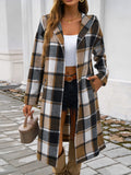 Devine Plaid Long Sleeve Hooded Coat 