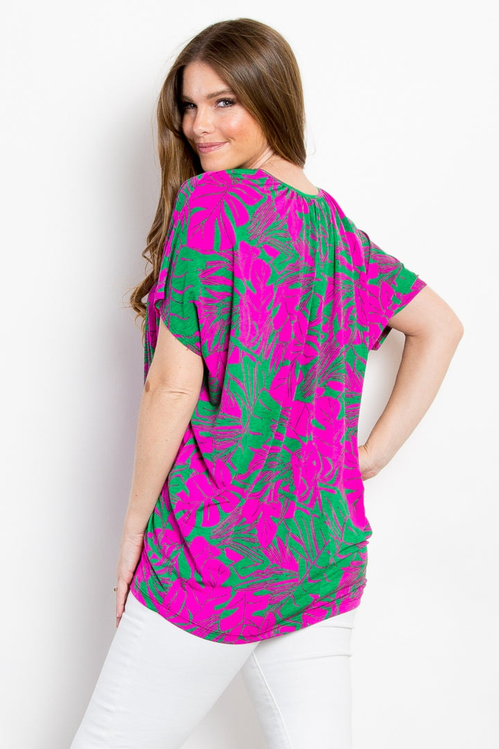 Be Stage Contrast Printed Short Sleeve Top 