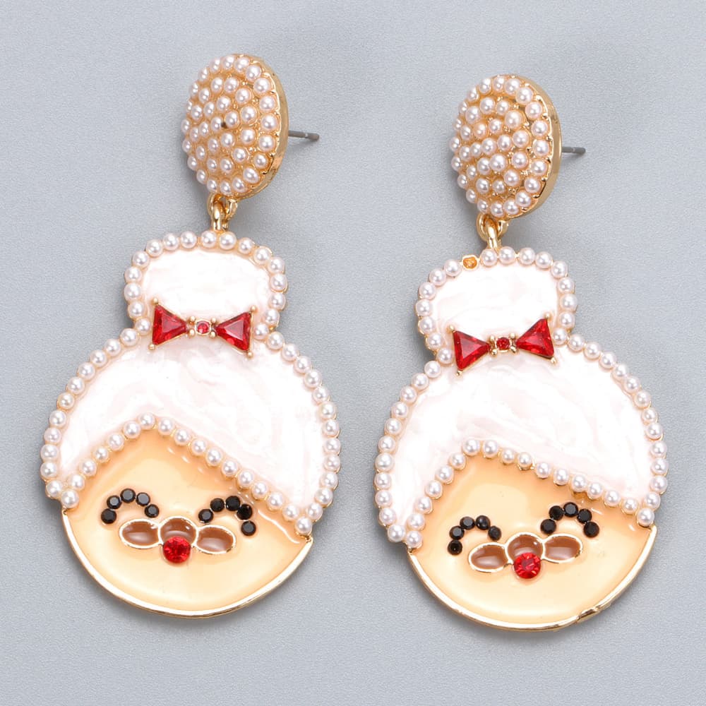 Rhinestone Alloy Mrs. Claus Earrings 