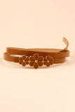 Flower Decor Skinny PU Belt 