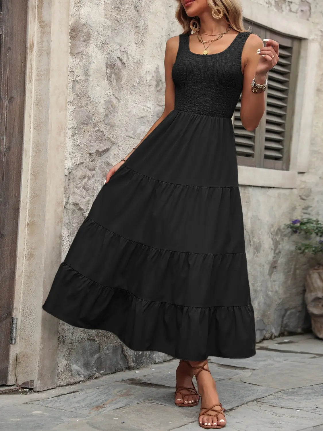 Ivy Lane Smocked Scoop Neck Sleeveless Tank Dress dress