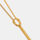 Double Layered Knot Herringbone Choker Necklace 