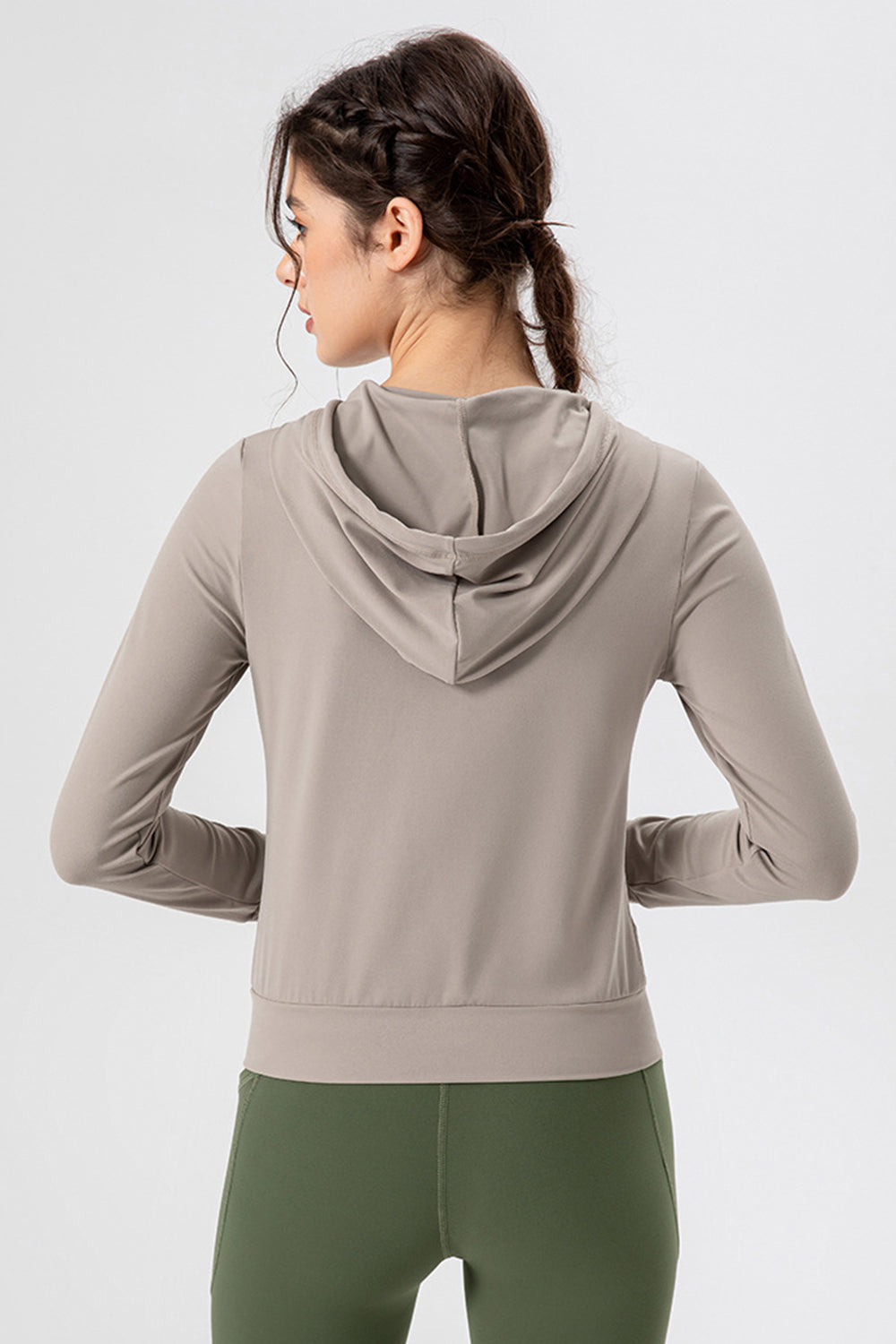 Drawstring Zip Up Hooded Active Outerwear 