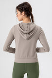 Drawstring Zip Up Hooded Active Outerwear 