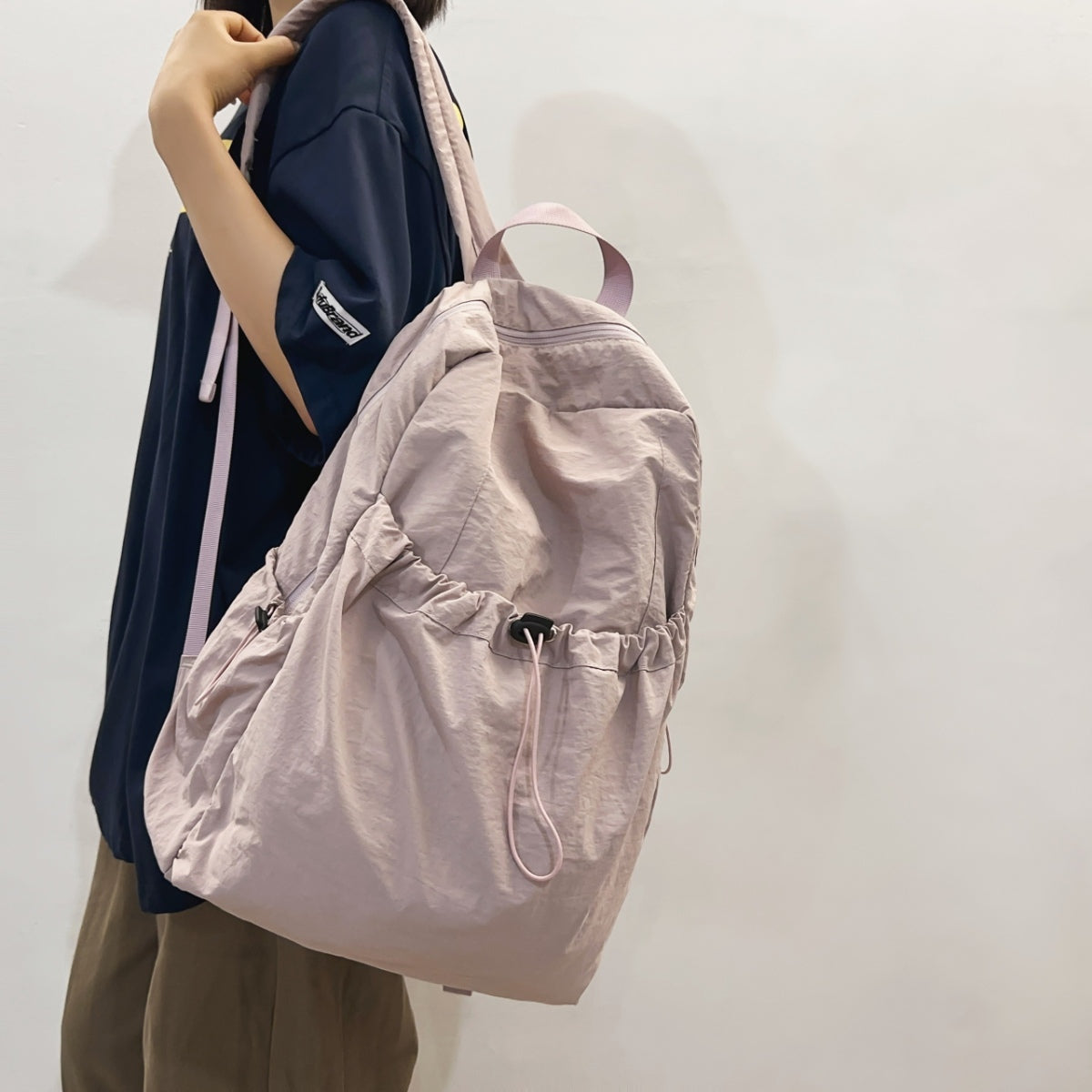 Drawstring Nylon Backpack Bag 