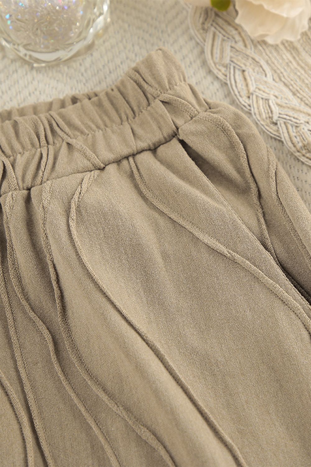 Texture Dropped Shoulder Long Sleeve Top and Pants Set 