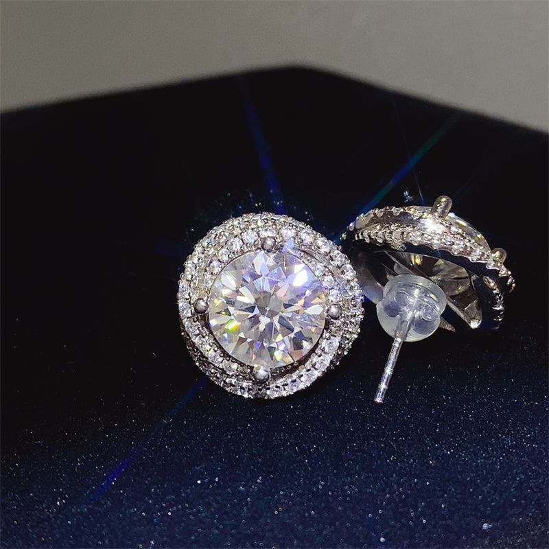 6 Carat Moissanite 925 Sterling Silver Earrings 