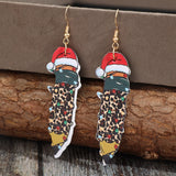 PU Leather Alloy Pencil Earrings 