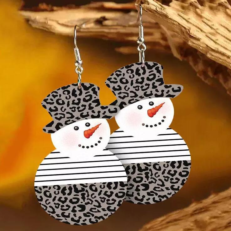 Snowman PU Leather Dangle Earrings 