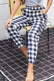 Perfee Plaid Elastic High Waist Cargo Pants 