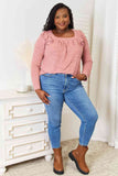 Double Take Square Neck Ruffle Shoulder Long Sleeve T-Shirt 