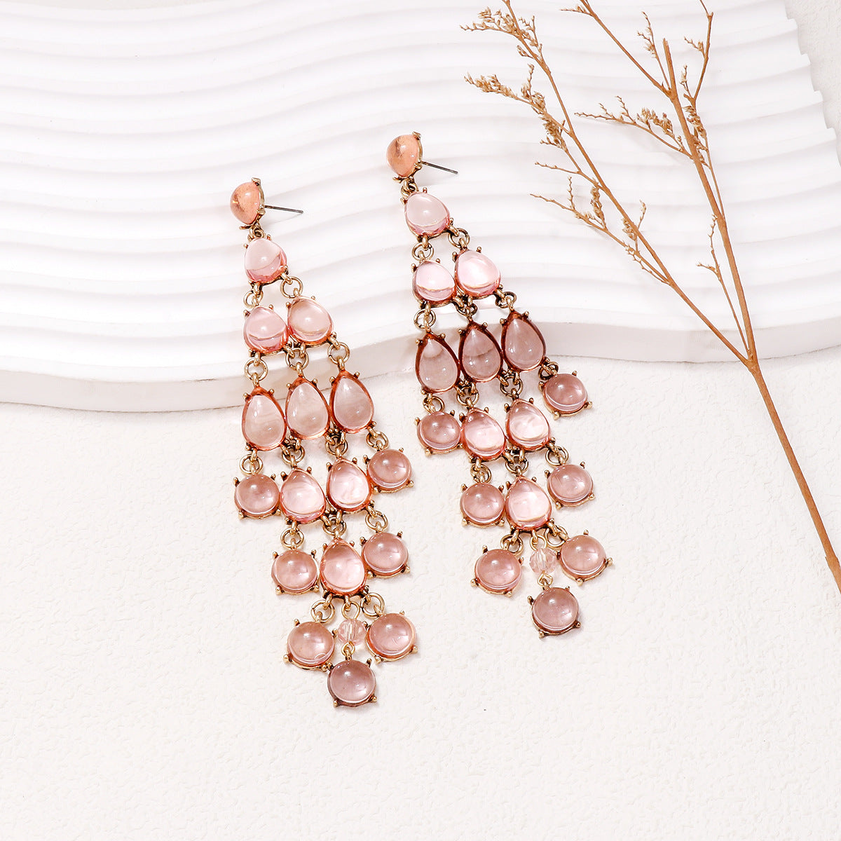 Alloy & Rhinestone Teardrop Earrings 