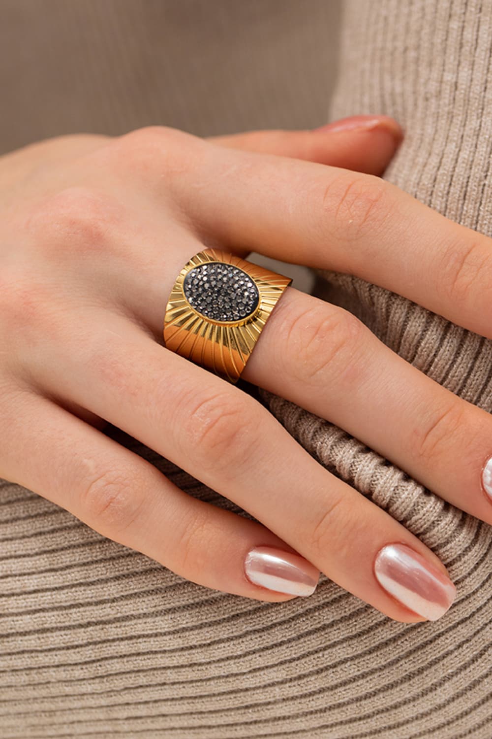 Wide Band Stainless Steel Open Ring 