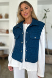 Double Take Full Size Pocketed Texture Snap Down Vest Coat 