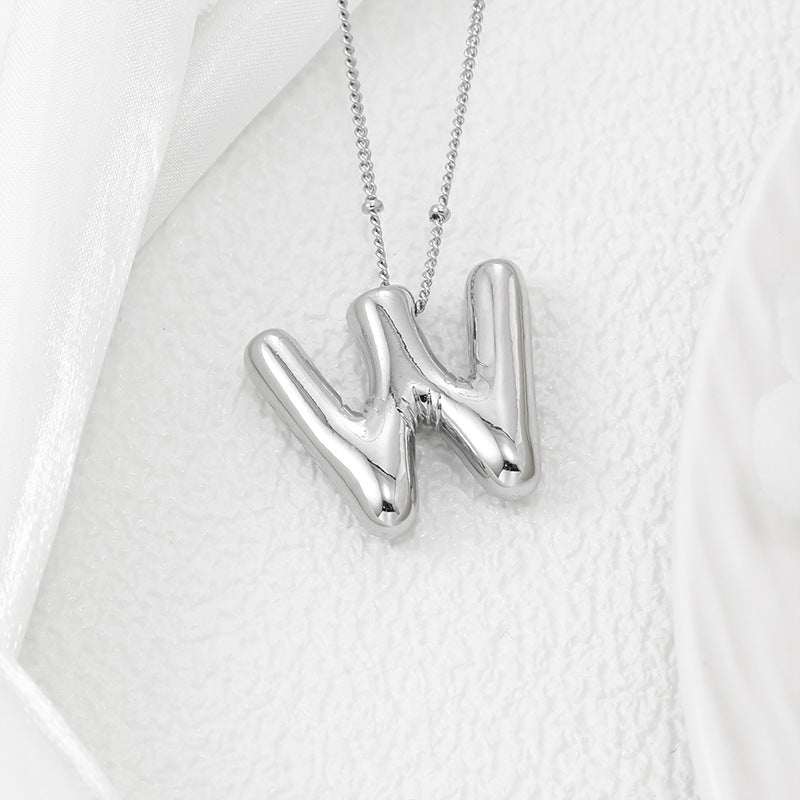 Copper Bubble Letter Pendant Necklace 
