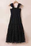 Lace Ruffled Wide Strap Midi Dress Dresses