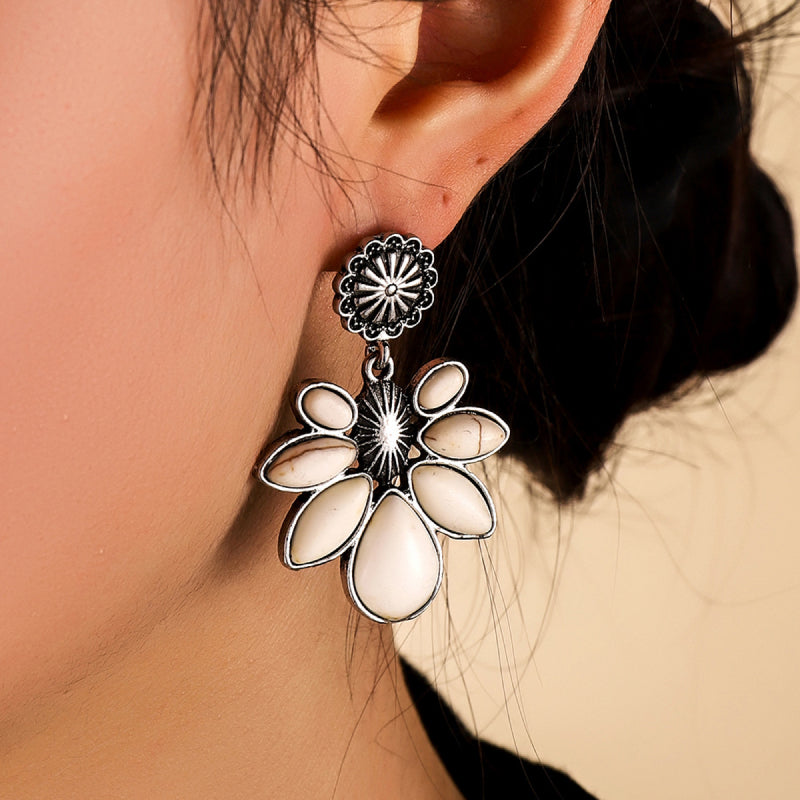 Artificial Turquoise Flower Earrings 