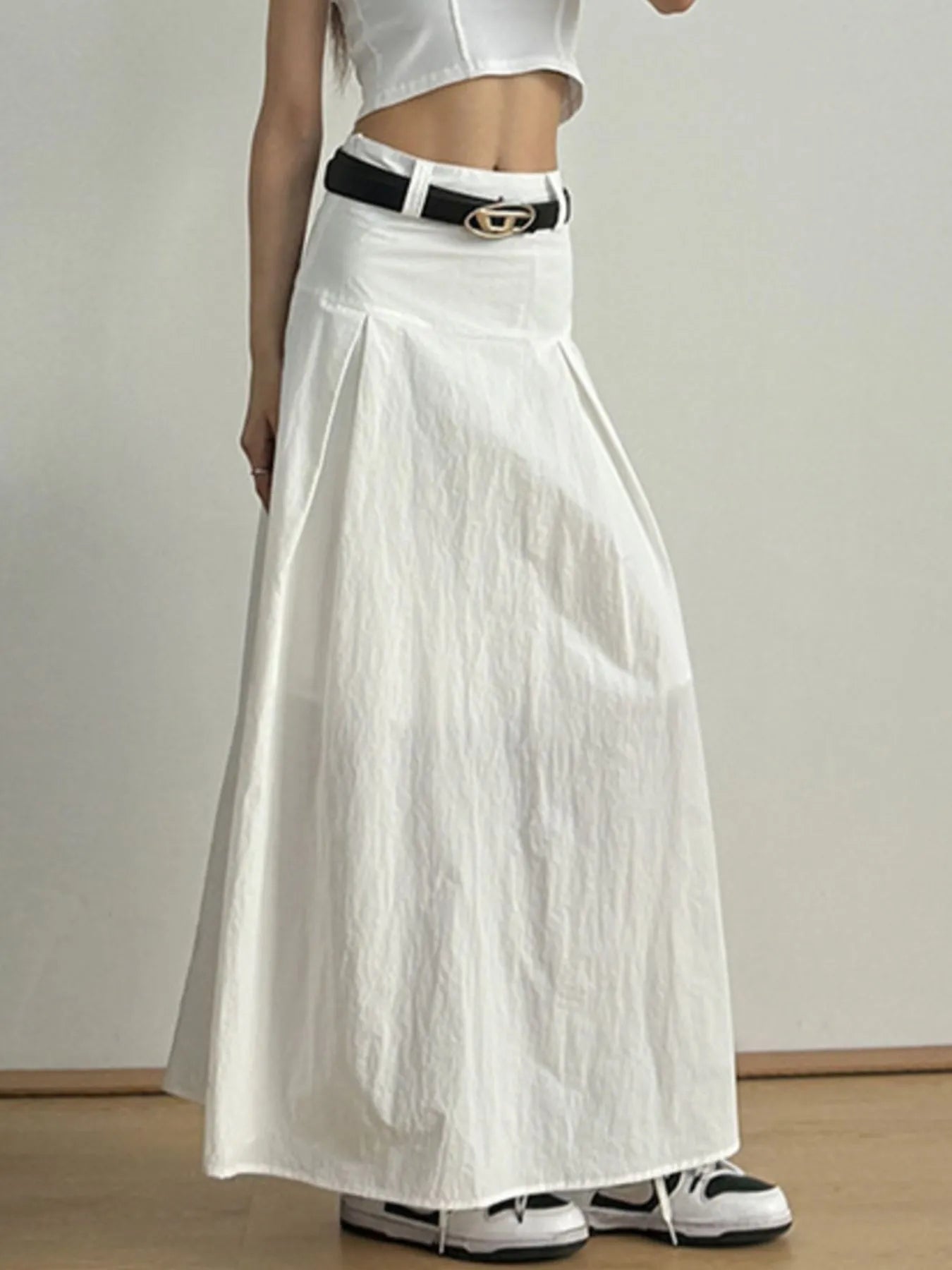 High Waist A-Line Maxi Skirt 