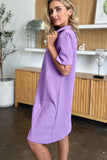 Double Take Full Size Texture Collared Neck Short Sleeve Dress 