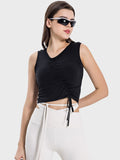 Millennia Drawstring Ruched Wide Strap Active Tank 