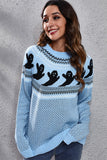 Ghost Pattern Round Neck Long Sleeve Sweater 