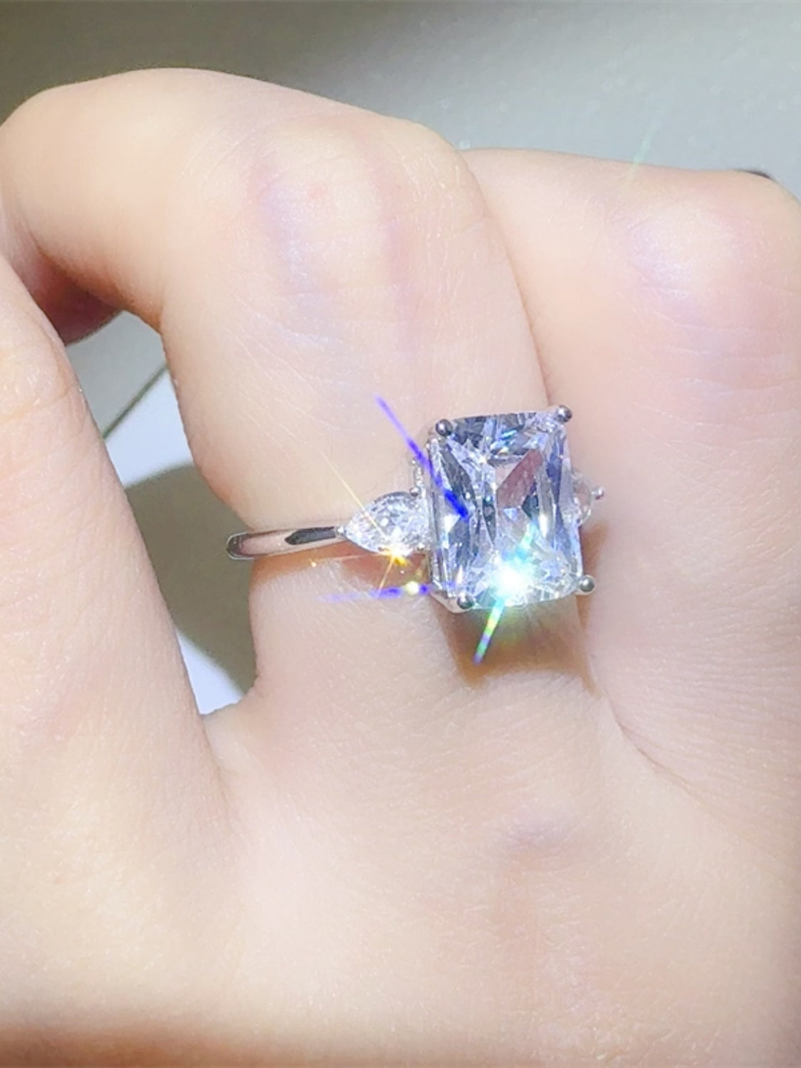 3 Carat Moissanite 925 Sterling Silver Square Shape Ring Accessories