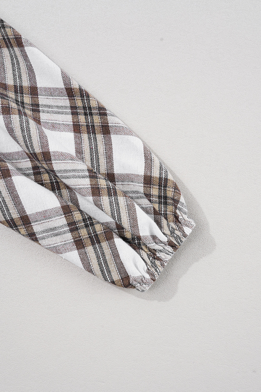Full Size Plaid Collared Neck Balloon Sleeve Mini Shirt Dress 