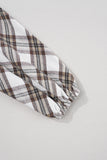 Full Size Plaid Collared Neck Balloon Sleeve Mini Shirt Dress 