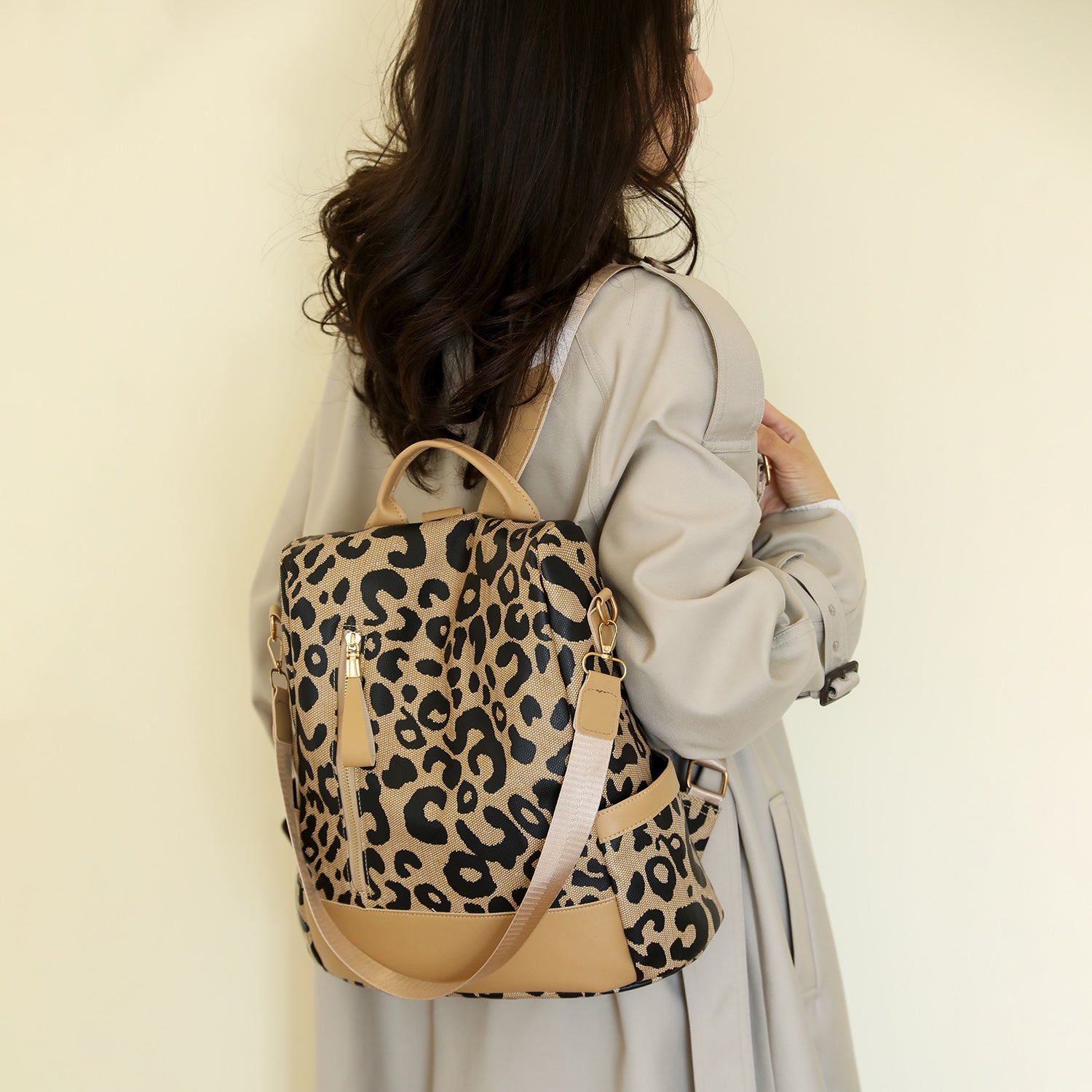 Leopard PU Leather Backpack Bag 