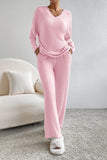 Ribbed V-Neck Top and Pants Lounge Set Lingerie & Nightwear