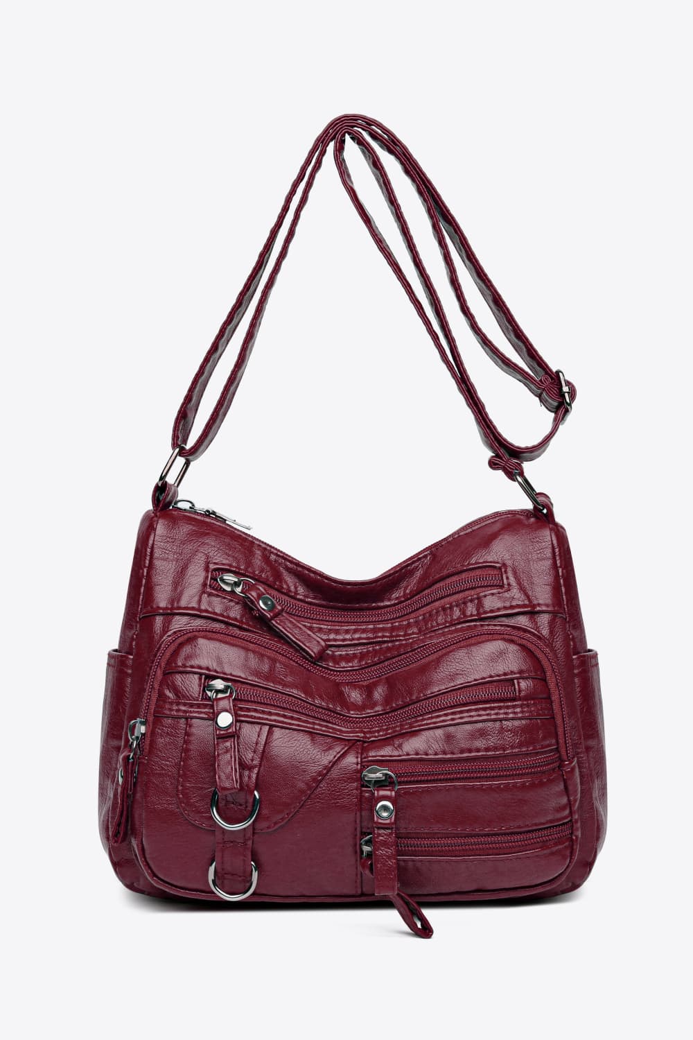 Multi-Pocket PU Leather Crossbody Bag 